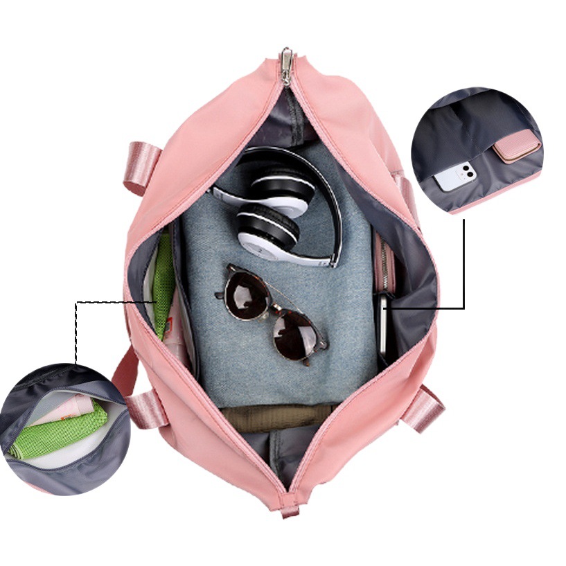 Bolsa de viaje deportiva de gran capacidad, plegable, con almacenamiento, bandolera, repelente al agua, con separación para seco y húmedo, ideal para yoga.