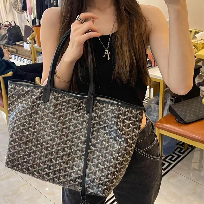 Cuero genuino Goyard bolso de las mujeres perro diente Y palabra impresa Hobo bolso de mano bolsa de compras de gran capacidad bolso de las mujeres