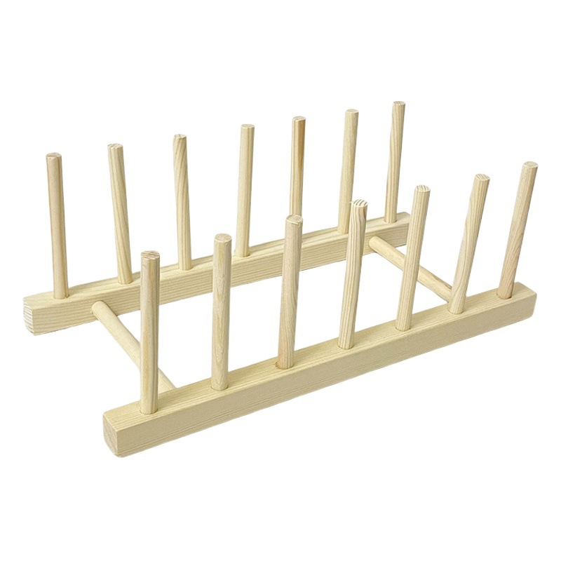 Pine Wood Solid Wood Drying Rack Bookshelf Kitchen Storage Tableware Drying Rack Bowl and Dish Rack Cup Rack Tea Cake Rack Bookshelf