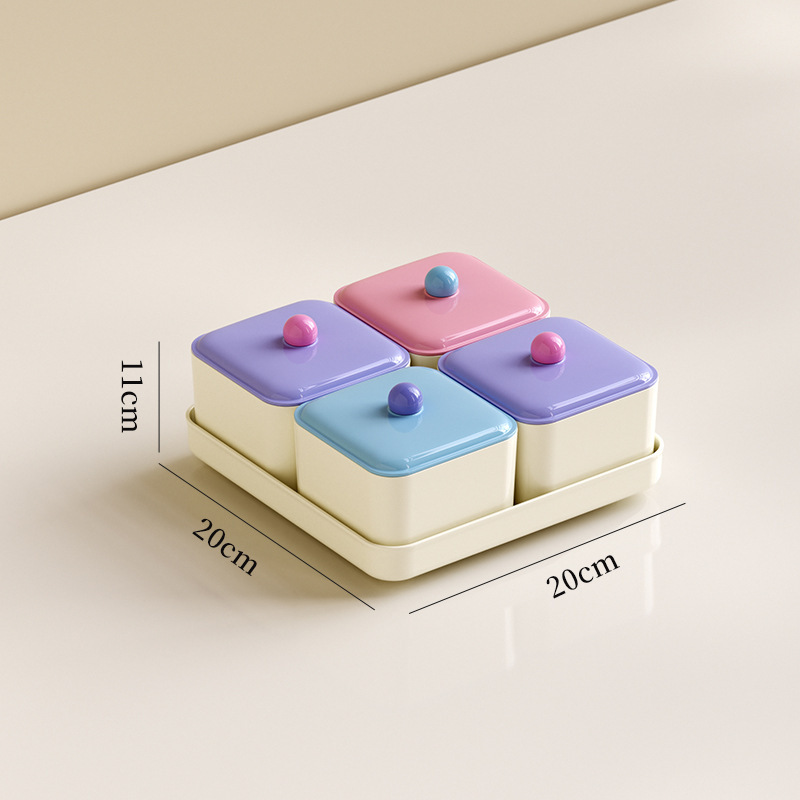 Caja de almacenamiento de dulces y bocadillos Sala de estar casa dividida con tapa de bandeja de frutas bandeja de caja de frutas secas para la Mesa de café romántica de París