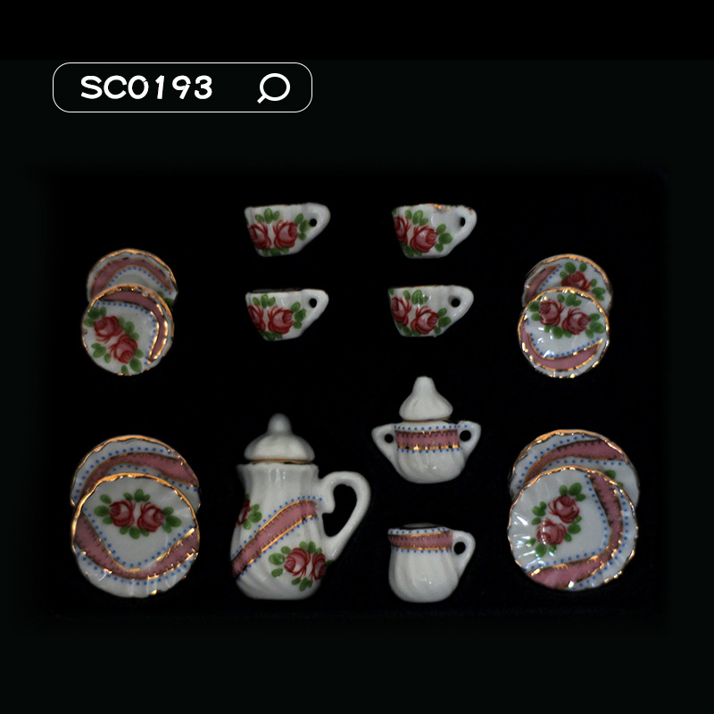 52Dollhouse miniatura comida y juego escena modelo Dollhouse accesorios mini juego de té cerámica taza té SC