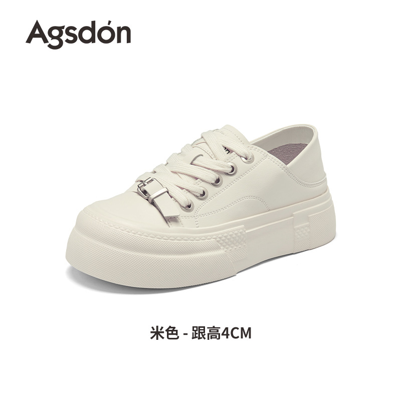 Augu Shi Deng zapatos blancos de suela gruesa para mujeres 2025 nuevo otoño suave ligero dos zapatos de skate zapatos deportivos casuales