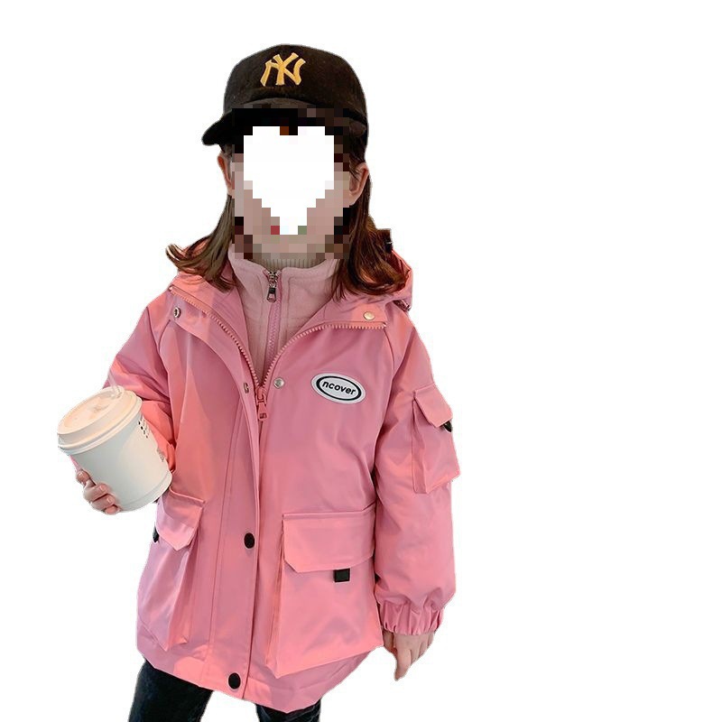 (2개) 어린이 의류 소녀 충전 의류 2023 가을 새 아동면 패딩 두꺼운 탈착식 3 대 1