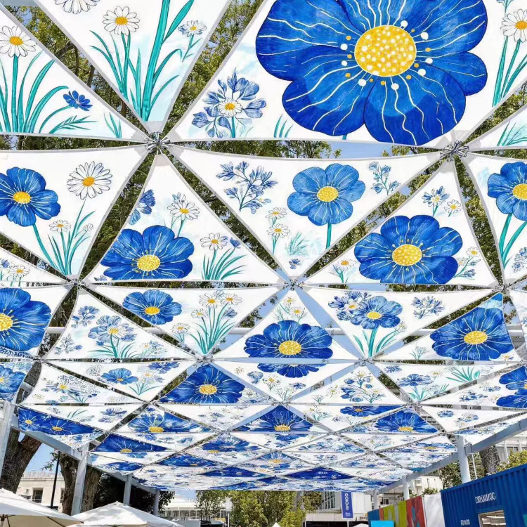 Customized canopy with company logo for plaza, street, tourist attraction decoration, rainproof sunshade fabric, outdoor terrace sunshade sail