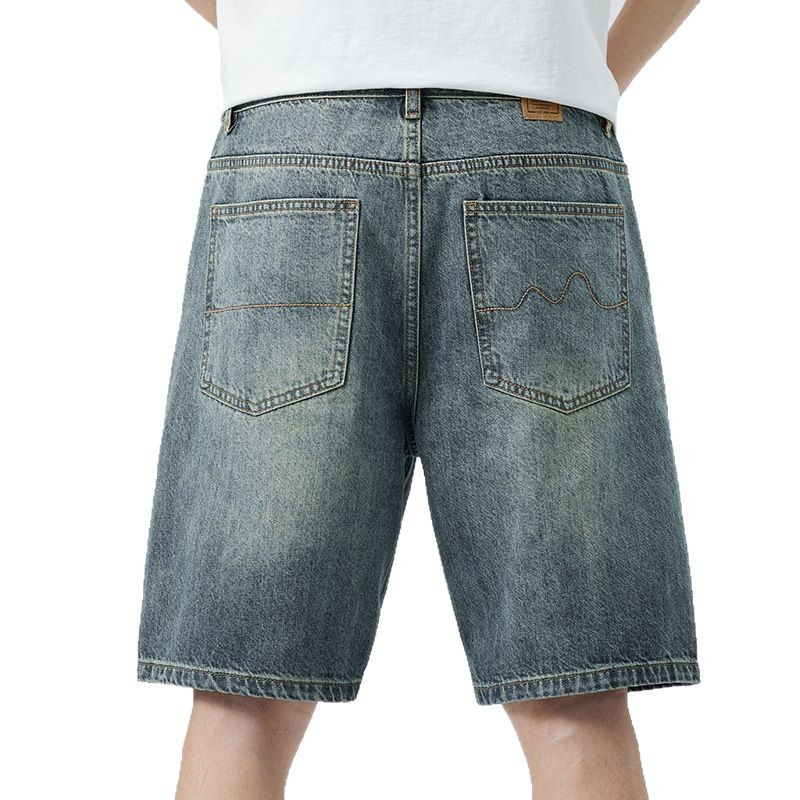 Fabricantes al por mayor jeans retro pantalones cortos de hombre de verano tendencia delgada estilo americano relajado casual cinco pantalones escolares