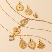 单吊坠 欧美风铸造不锈钢项链手链配饰创意爱心八芒星镶钻DIY吊坠