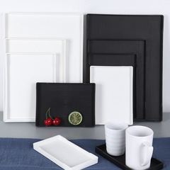 木紋托盤商用塑料長方形黑色大托盤酒店客房賓館洗漱用品茶杯托盤