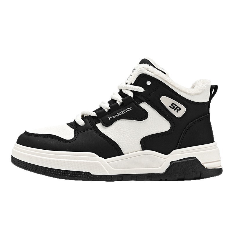 High-Top Herren-Winter-Sneaker im neuen Trend-Design: Lederoberfläche, Fleece-Futter, dicke Baumwolle, Air Force Sport-Casual_voghion.com