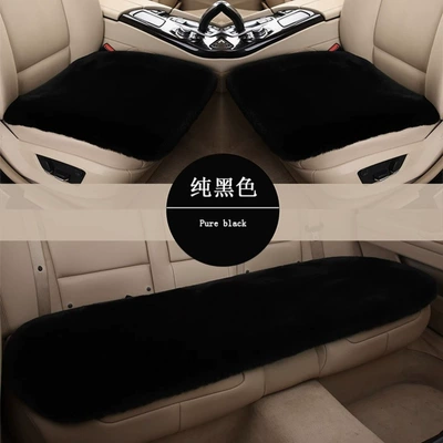 Wool pad — Set New Imitation Rabbit Fur Car - single-square-mat-pure-black-thick-and-warm