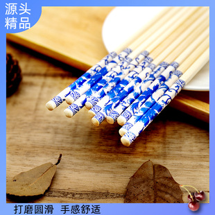 Household independent packaging Chinese blue and white porcelain safflower porcelain bamboo chopsticks disposable chopsticks hotel commercial bamboo chopsticks wholesale