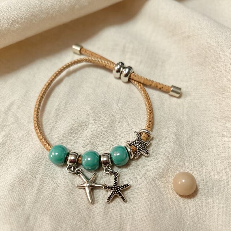 Eco-Friendly Cork Material Bracelet Cord, Beaded Vintage Paisley Pattern Cross-Border Jewelry Wholesale in Stock for Order Eco-Friendly Cork Material Bracelet Cord, Beaded Vintage Paisley Pattern Cross-Border Jewelry Wholesale in Stock for Order