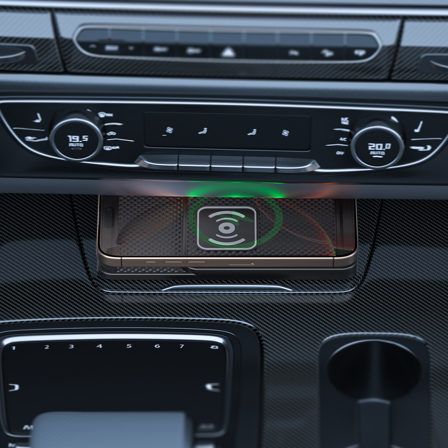 D1 Avoidance and Convex Lens Car Anti-Slip Wireless Fast Charger Suitable for All Models of Apple, Samsung, Huawei and Xiaomi