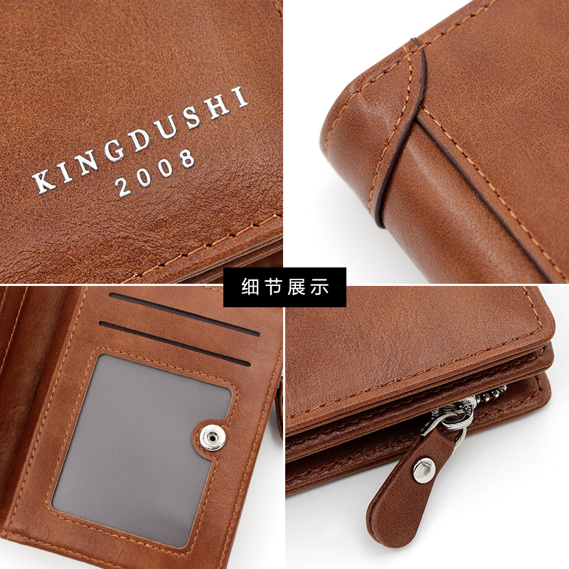 Cartera corta multi-tarjeta de moda de los hombres de negocios coreanos mini monedero vertical de plata monedero con cremallera billetera clave