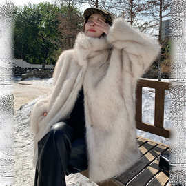 2025年冬新款皮毛一体外套女高级感仿狐狸毛环保毛毛外套皮草大衣