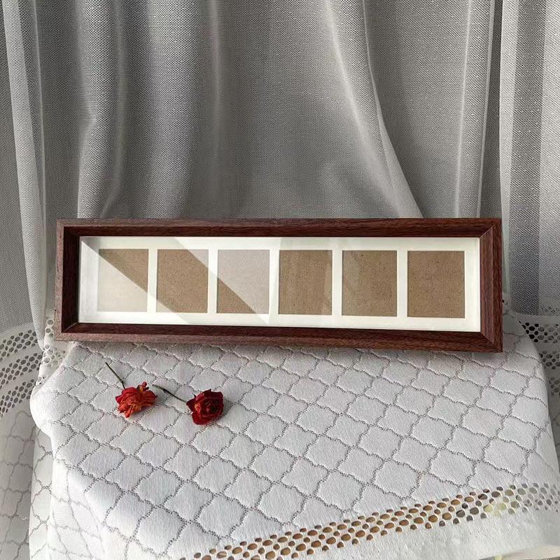 Walnut-Colored Six-Row Rmb Coin Frame DIY Commemorative Coin Display Gift for Friends, Ornament for Good Luck and Wealth