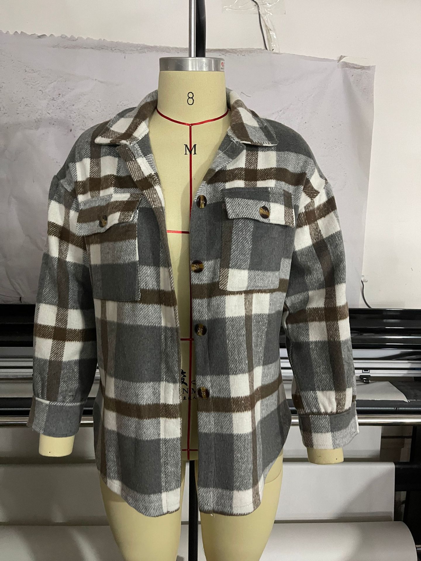 Women's Casual Plaid Single Breasted Coat Woolen Coat display picture 1