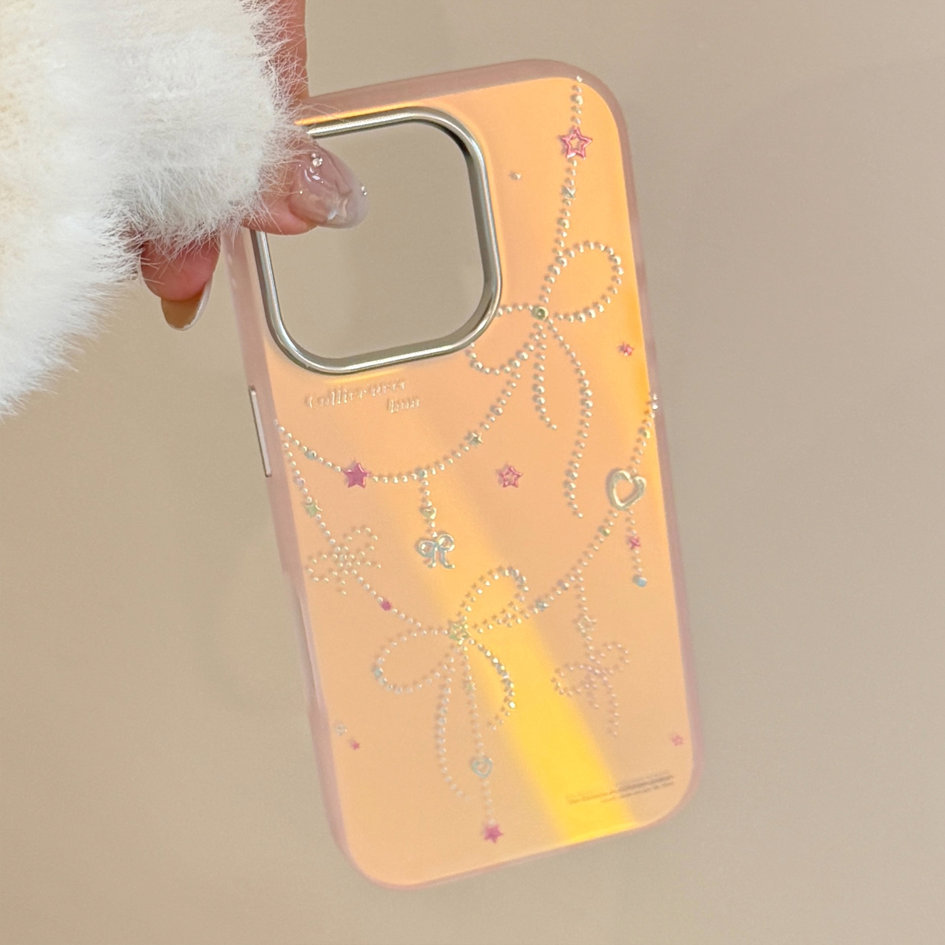 Protective Phone Case For Iphone With Pink Laser Bow Design_voghion.com
