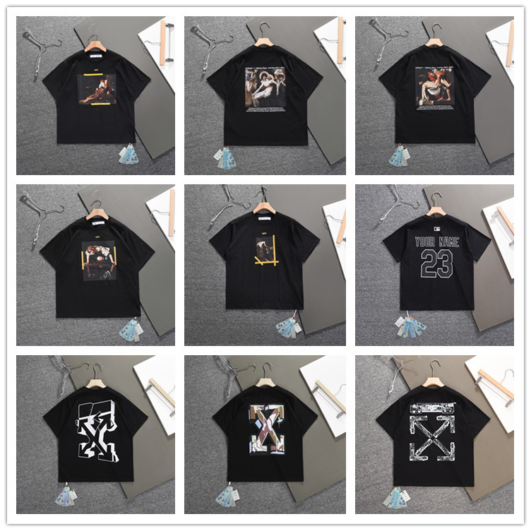 Item Thumbnail for Spot wholesale OFF OW Caravaggio oil painting figure arrow series T-shirt men's and women's short sleeves
