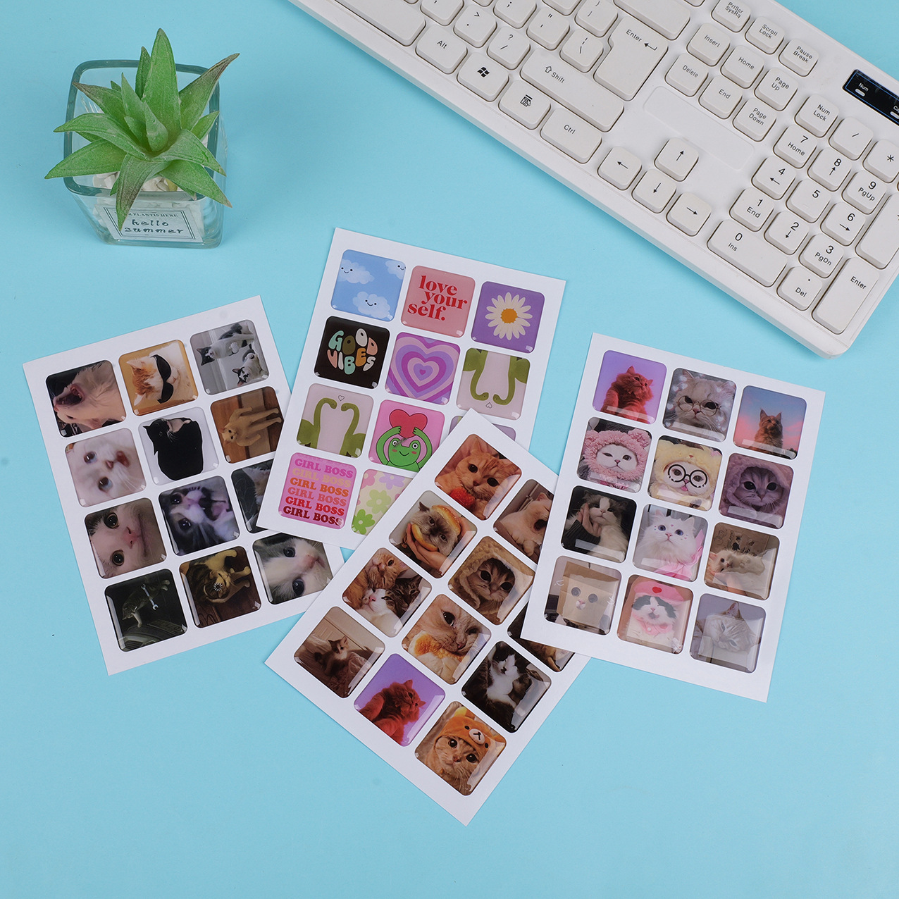 不干胶贴纸水晶滴塑卡通动物彩色标识标贴立体3D加工印刷LOGO商标