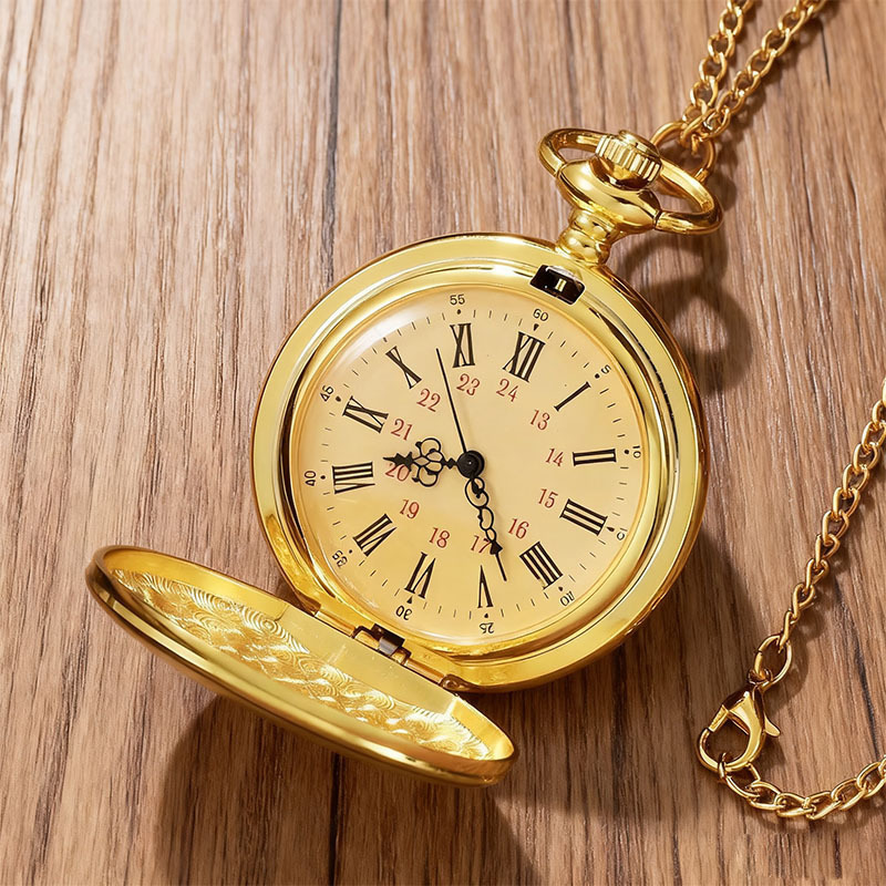 Delta Action Saiyed Pocket Watch Retro Flip Large Pocket Watch Gold Necklace Men's Gift Watch Wholesale