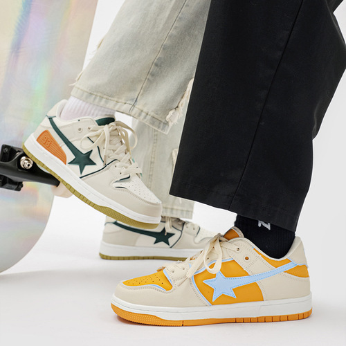 Hobby Bear Brand Niche Retro Star Board Shoes for Men and Women, Autumn Versatile Ins Hong Kong Style Sporty Casual Trendy Shoes