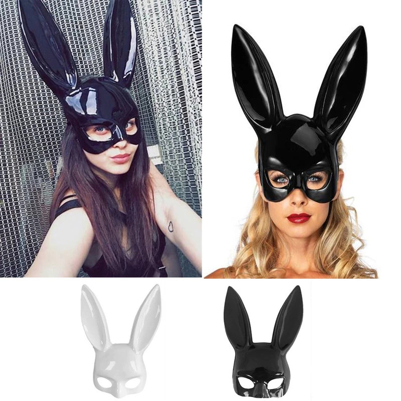 化妆舞会黑色兔子塑料面具女半脸成人情人节情趣面具cosplay道具
