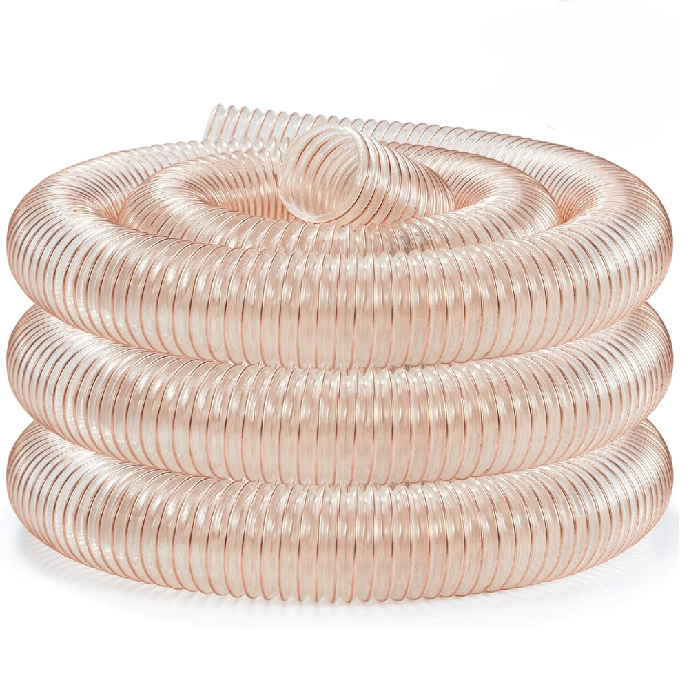 木工机械集尘袋吸尘管钢丝骨架聚氨酯风管PU透明波纹软管吸尘器