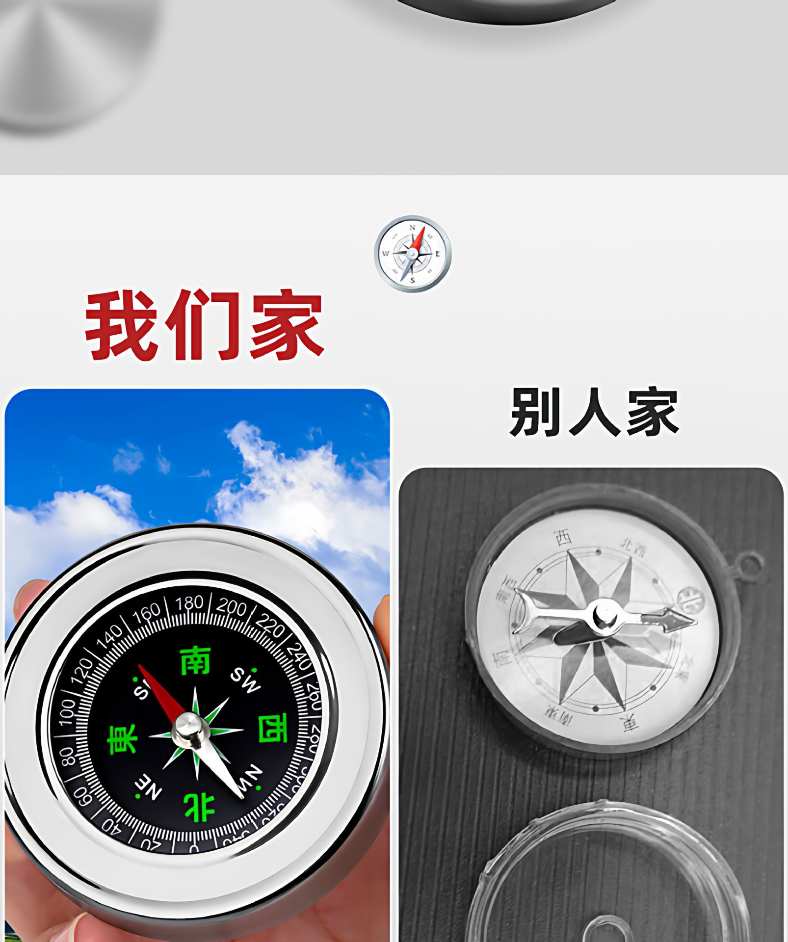 Outdoor high-precision portable compass for adults, children, and students, multifunctional large-sized vehicle-mounted north compass