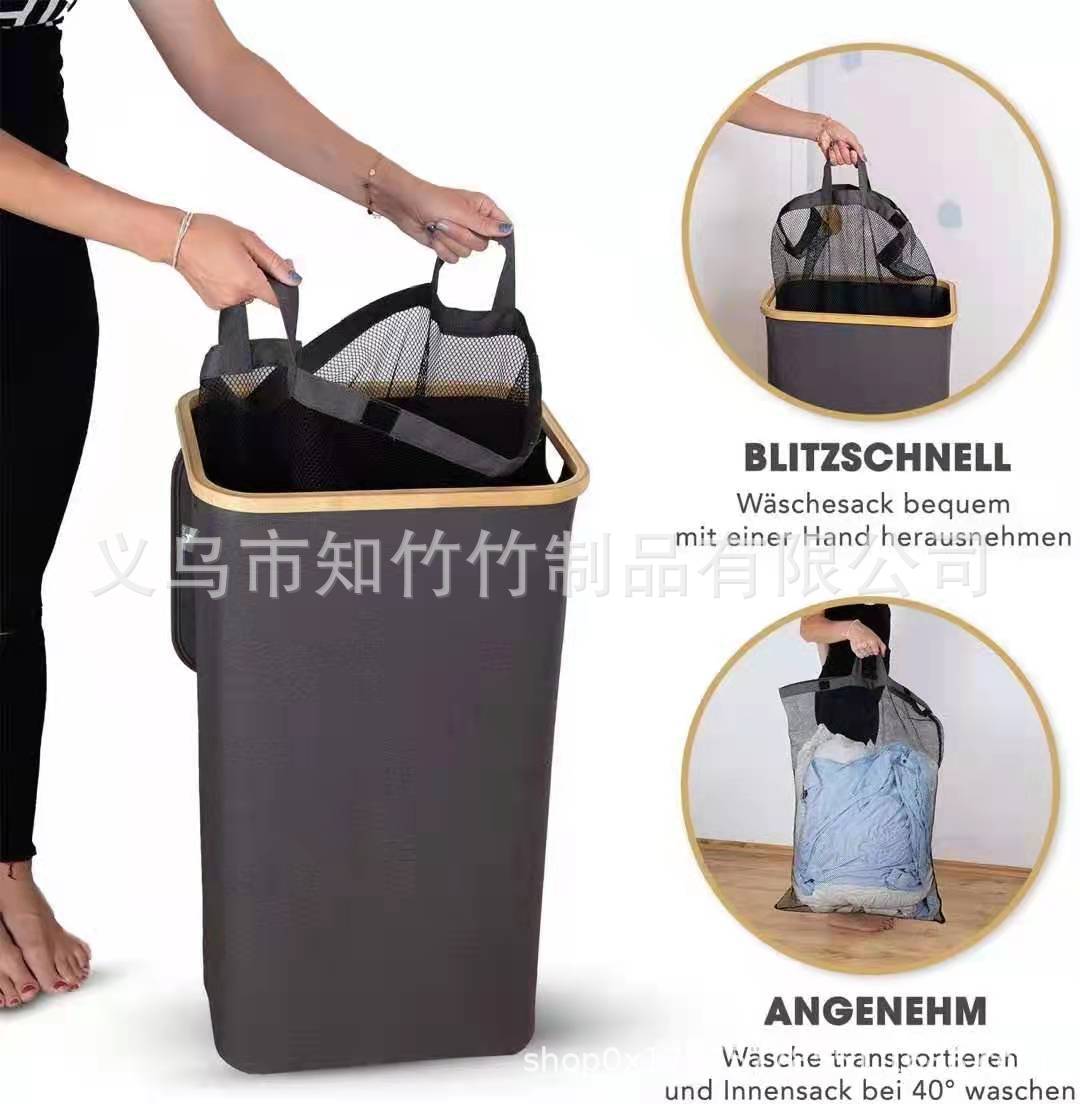 Cesto para la ropa sucia de tela Oxford, cesto para la ropa plegable de tela, cesto para la ropa de estilo japonés con bolsa de malla, cesto de almacenamiento para el hogar.
