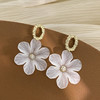 Silver needle, earrings, South Korean fresh universal goods, silver 925 sample, flowered, 2023 collection, internet celebrity