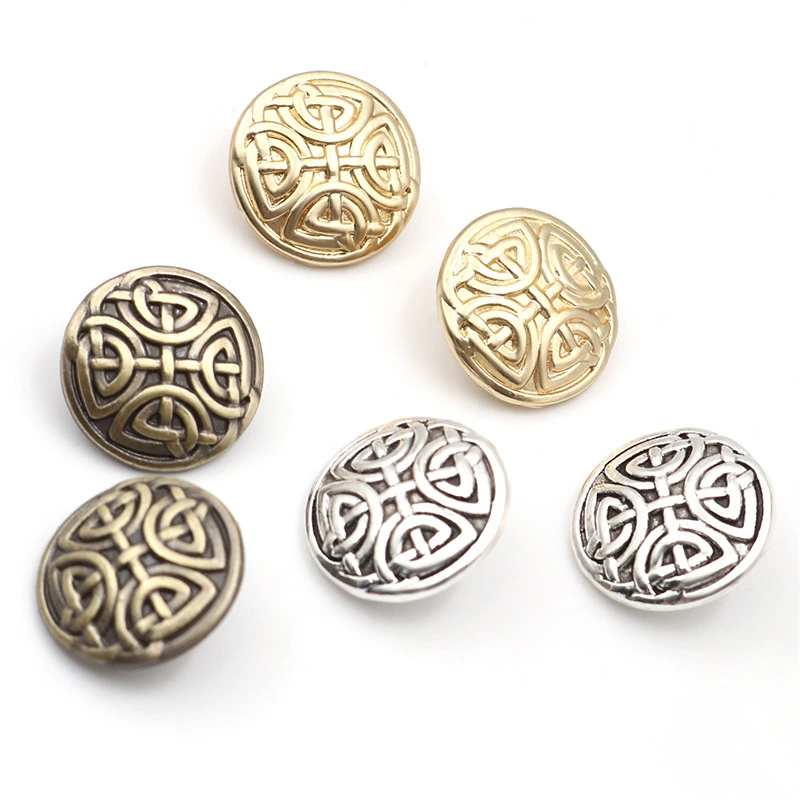Фабрика прямые поставки древний бронзовый Древний серебряный Выгравированный Узелок круглая кнопка цинкового сплава металлическая кнопка 17 мм