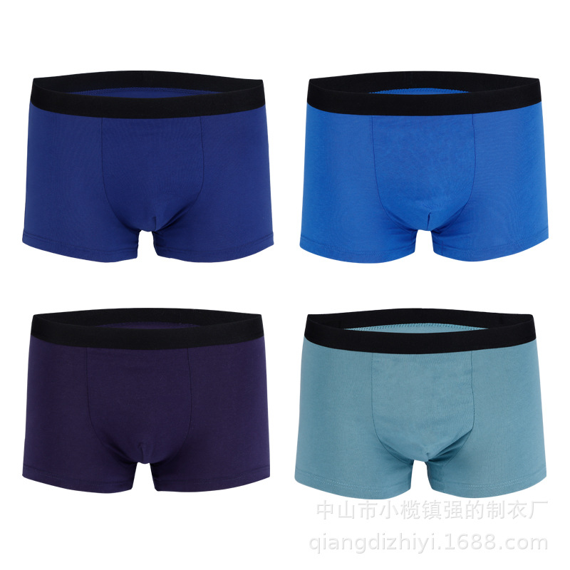 Cotton Solid Color Men's Boxer Underwear Breathable Sweat-Absorbing Mid-Waist Men's Underwear Youth Loose Large Size Cotton Boxer Underwear