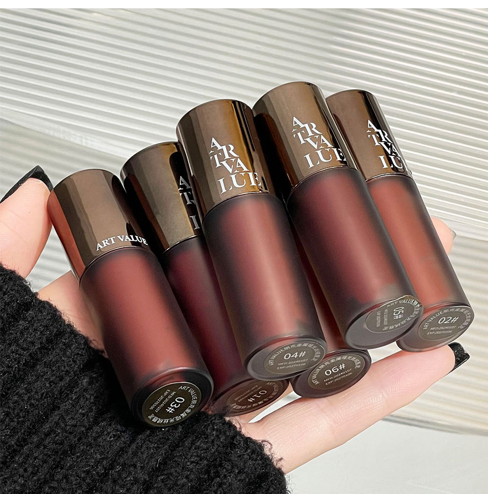 Art Value Punk Metal matte Velvet Lip Gloss, whitening soft mist gray powder, versatile lip gloss, popular and affordable undefined