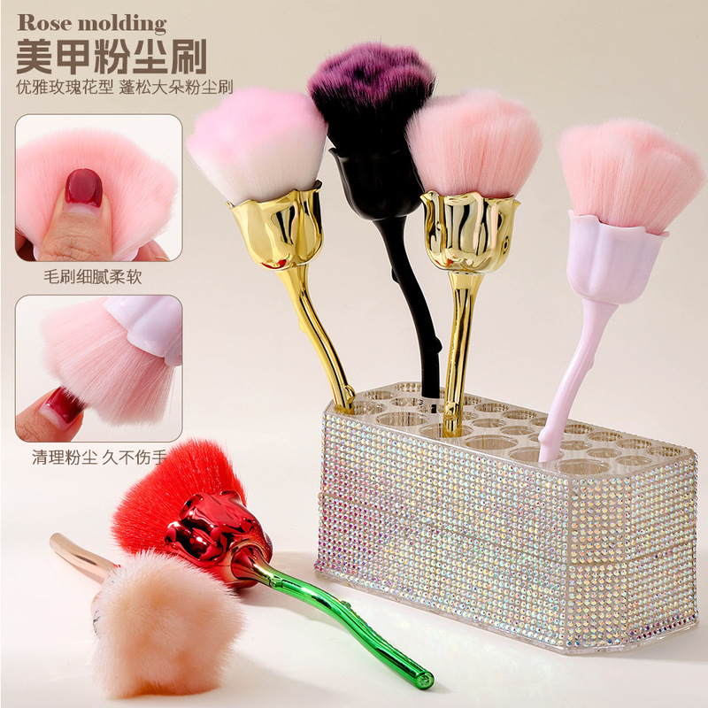 新しいネイルのバラの花のブラシのネイルのほこり取りブラシの柔らかい毛のブラシの多種の色は任意でネイルのツールの清潔なブラシを使います。|undefined