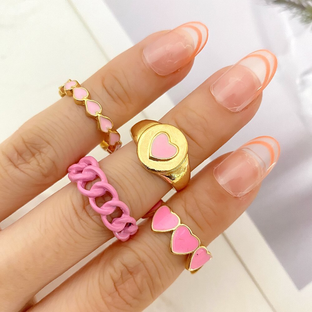 Pendientes de Corazón con Esmalte Degradado, Estilo Dulce
