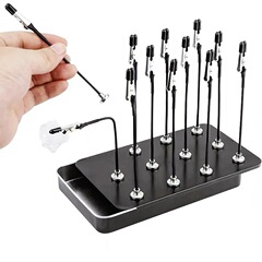 クロスボーダー热い贩売任意曲げ磁気ベースワニクリップモデル着色クリップ黒鉄ボックスセット10本入