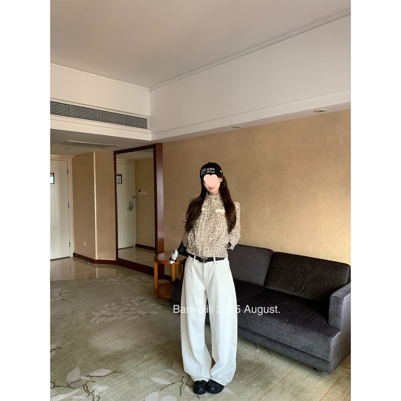 板栗'天使之翼'y2k梦幻刺绣白色翅膀阔腿牛仔裤女|undefined