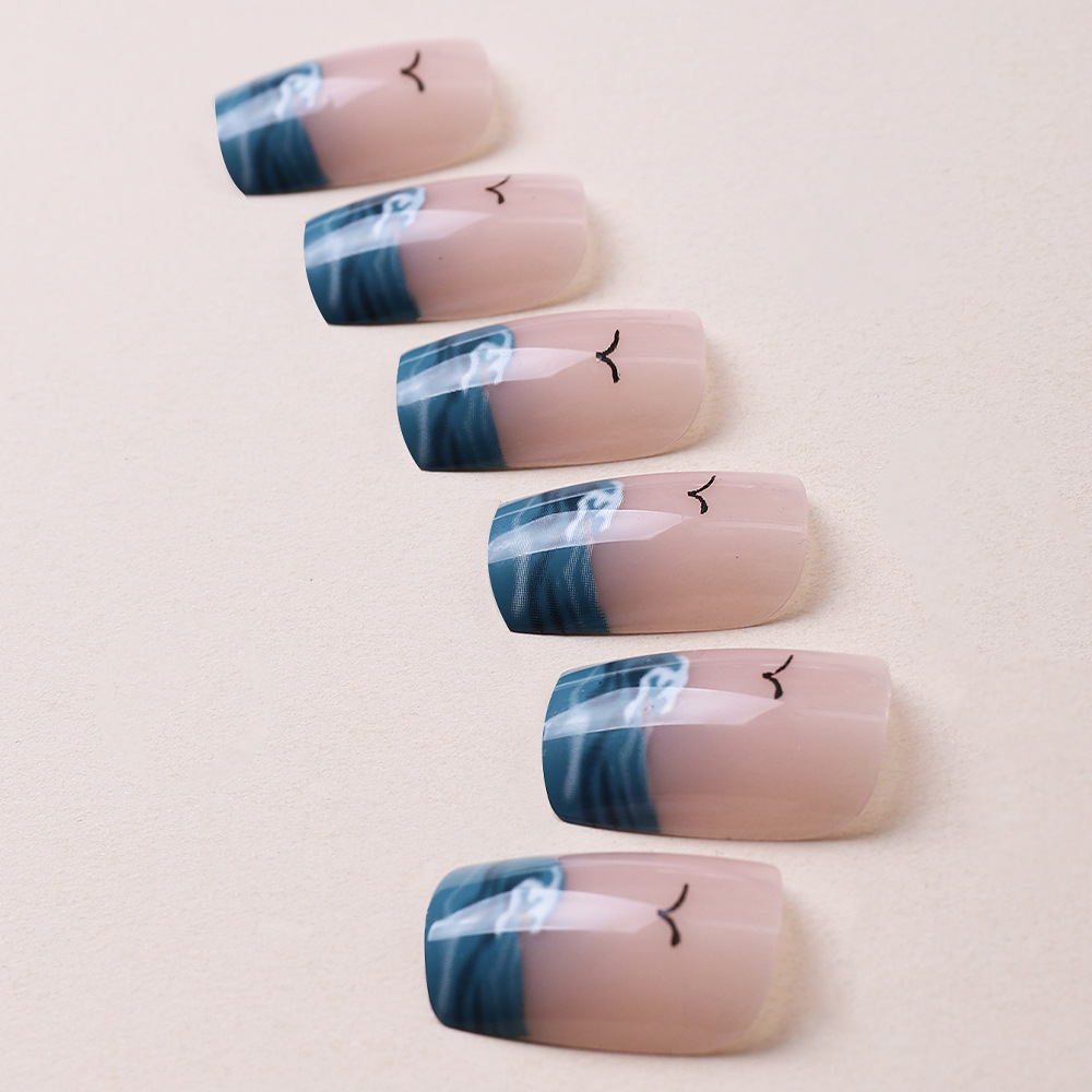 FUENTE Ventas Directas de la fábrica de desgaste corto armadura de onda azul fresco natural arte de uñas transfronterizo al por mayor