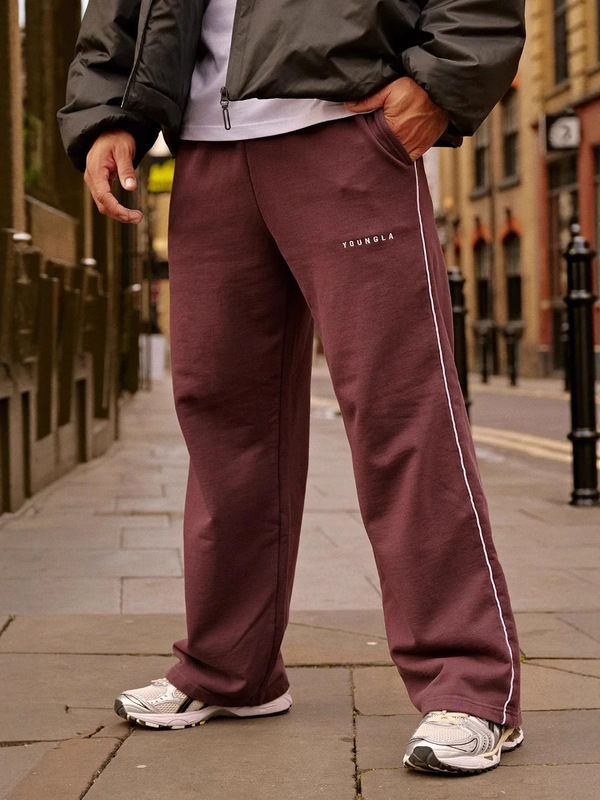 Youngla American Style Male Sweatpants Jogger Muscle Sports Fitness Training Trousers Cotton Embroidery Wide Leg Pants