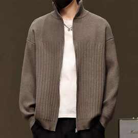 开衫毛衣男秋冬季日系复古宽松慵懒风针织衫外穿男士拉链线衣外套