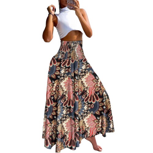 2024 New Women's Summer Casual Loose Vacation Maxi Dress Half Dress for Women in Europe and America