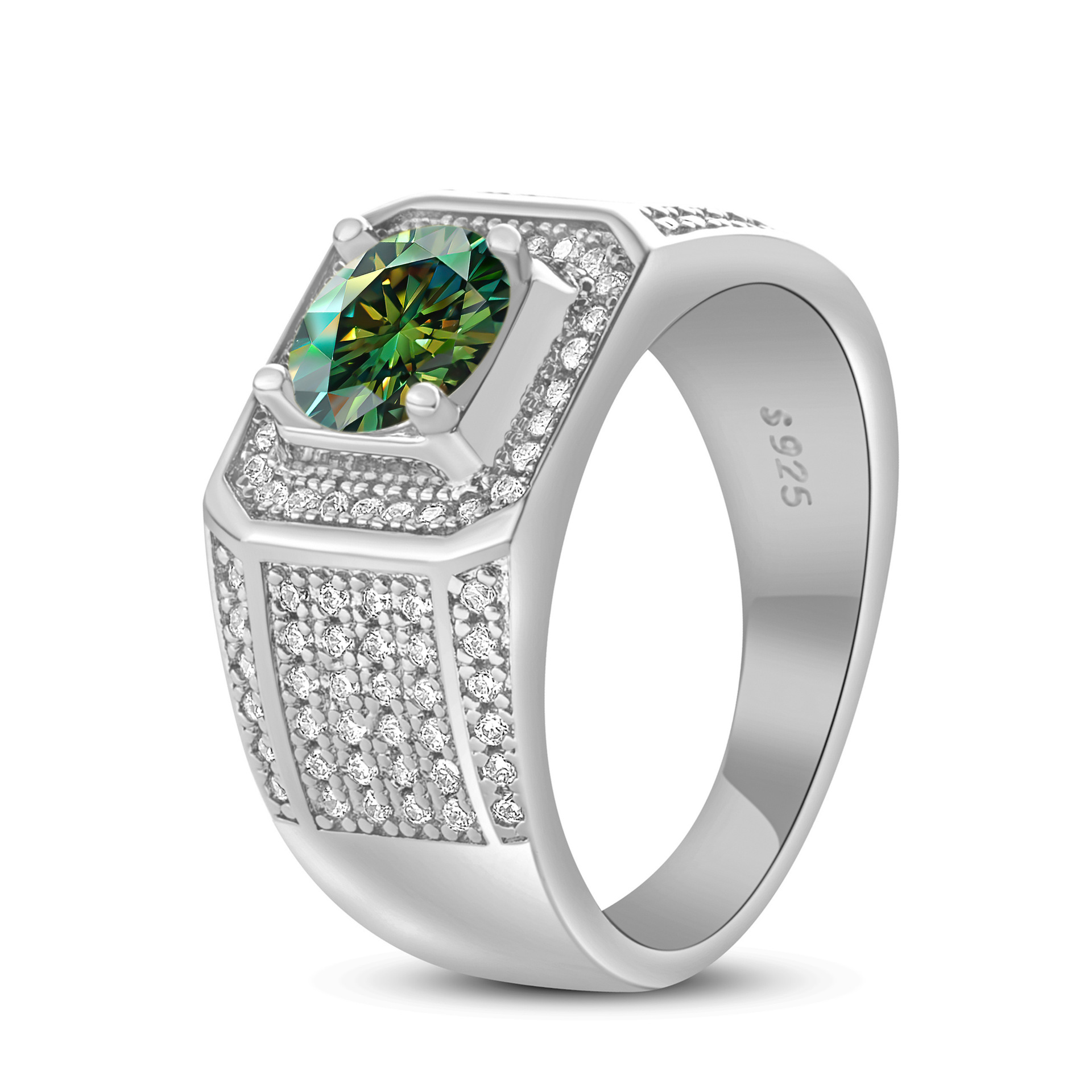 925 plata esterlina gran anillo de hombre de piedra moissan anillo masculino chapado pt950 oro atmósfera para enviar al por mayor fábrica de novio spot