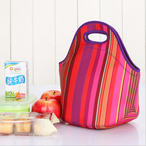Amazon neoprene material lunch bag printed adult and children outdoor picnic insulated portable mommy lunch bag