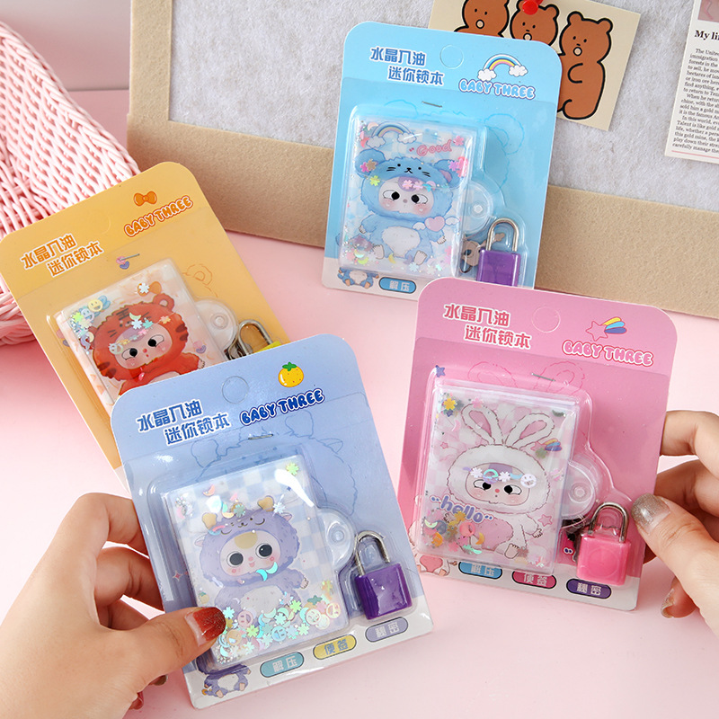 Mini muñeca de flujo de aceite de arena con bloqueo conjunto de estudiantes descomprimir en aceite pellizco pellizco línea horizontal cuaderno de aprendizaje papelería