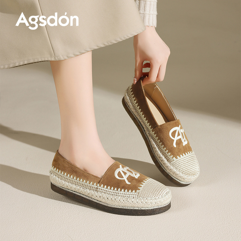 Zapatos de pescador de la mujer 2025 nuevo otoño con suela gruesa perezosa con un pie de zapato superficial zapatos casuales retro