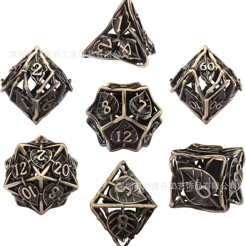New Metal Hollow Leaf Dice Cthulhu Running Group Multi-faceted Digital Color Dungeons and Dragons Table Game Wholesale D6 New Metal Hollow Leaf Dice Cthulhu Running Group Multi-faceted Digital Color Dungeons and Dragons Table Game Wholesale D6