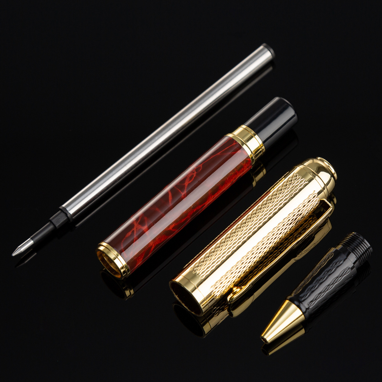 La firma de bolígrafo de metal de madera roja regalos de negocios de la empresa de regalos creativos logotipo de impresión de bolígrafo