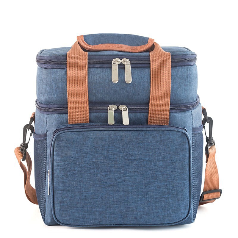 Nueva transfronteriza de doble capa bolsa térmica portátil crossbody bolsa de almuerzo bolsa de picnic al aire libre bolsa de hielo impermeable con arroz bolsa térmica
