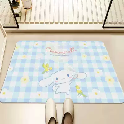 Cartoon Absorbent Bathroom Floor Mat, Avtomobil döşəmə paspasları - blue-and-white-checkered-bird-cinnamon-4060cm