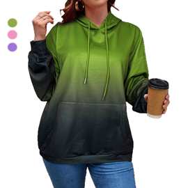 高级定制--跨境女装独立站亚马逊渐变连帽卫衣薄款加绒都可定制